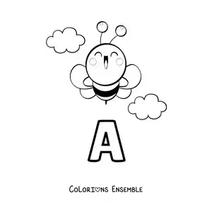 Image à colorier de la lettre A comme abeille