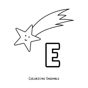 Image à colorier de la lettre E comme étoile