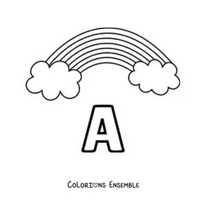 Image à colorier de la lettre A comme arc-en-ciel