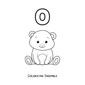 Image à colorier de la lettre O comme ours