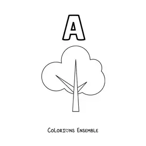 Image a colorier de la lettre A comme arbre