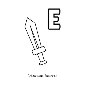 Image a colorier de la lettre E comme epee