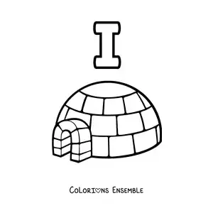 Image a colorier de la lettre I comme igloo