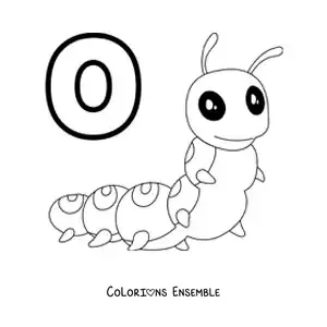 Image a colorier de la lettre O comme chenille