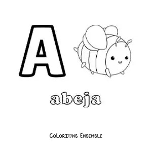 Image a colorier de la lettre A comme abeille