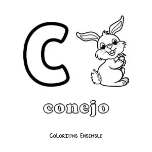 Image a colorier de la lettre C comme lapin
