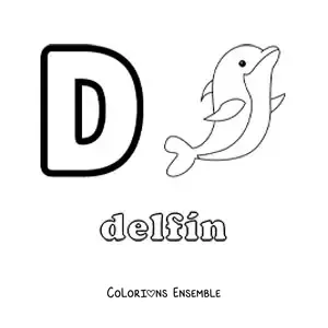 Image a colorier de la lettre D comme dauphin