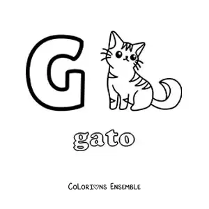 Image a colorier de la lettre G comme chat