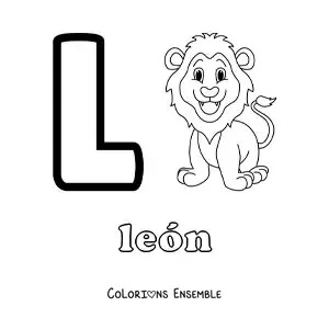 Image a colorier de la lettre L comme lion