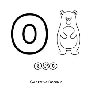 Image a colorier de la lettre O comme ours