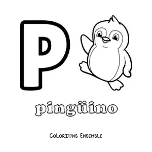 Image a colorier de la lettre P comme pingouin