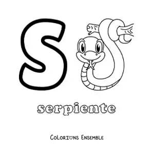 Image a colorier de la lettre S comme serpent