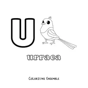 Image a colorier de la lettre U comme pie