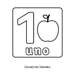 Image a colorier d’une fiche du grand chiffre 1 pour les enfants