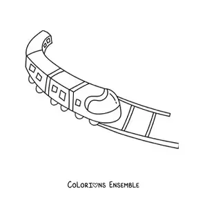 Image à colorier d'un train moderne sur les rails