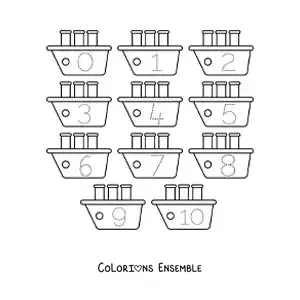 Image a colorier d’une activite pour tracer les chiffres de 1 a 10 avec des bateaux