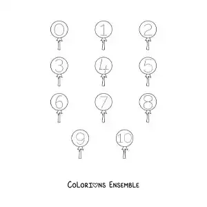 Image a colorier d’une activite pour tracer les chiffres de 1 a 10 avec des bonbons