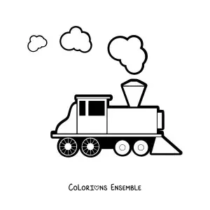 Image à colorier d'une locomotive en marche