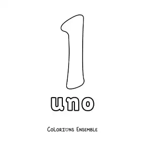 Image à colorier d'une fiche du 1 pour apprendre les nombres naturels