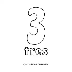 Image à colorier d'une fiche du 3 pour apprendre les nombres naturels