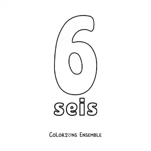 Image à colorier d'une fiche du 6 pour apprendre les nombres naturels