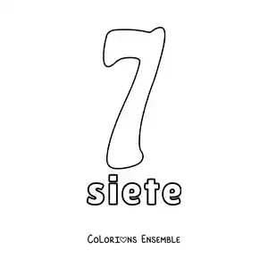 Image à colorier d'une fiche du 7 pour apprendre les nombres naturels