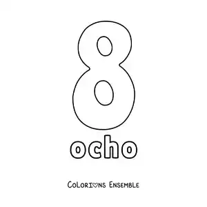 Image à colorier d'une fiche du 8 pour apprendre les nombres naturels