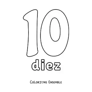 Image à colorier d'une fiche du 10 pour apprendre les nombres naturels