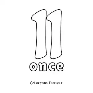 Image à colorier d'une fiche du 11 pour apprendre les nombres naturels