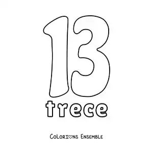 Image à colorier d'une fiche du 13 pour apprendre les nombres naturels