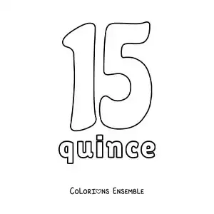 Image à colorier d'une fiche du 15 pour apprendre les nombres naturels