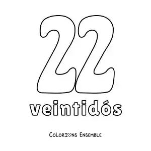 Image à colorier d'une fiche du 22 pour apprendre les nombres naturels