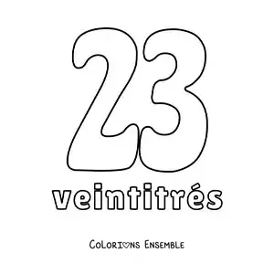 Image à colorier d'une fiche du 23 pour apprendre les nombres naturels