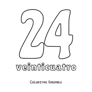 Image à colorier d'une fiche du 24 pour apprendre les nombres naturels