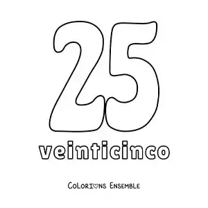 Image à colorier d'une fiche du 25 pour apprendre les nombres naturels