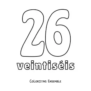 Image à colorier d'une fiche du 26 pour apprendre les nombres naturels