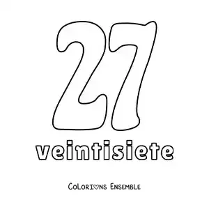 Image à colorier d'une fiche du 27 pour apprendre les nombres naturels