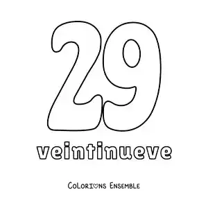 Image à colorier d'une fiche du 29 pour apprendre les nombres naturels