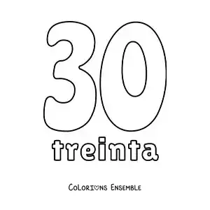 Image à colorier d'une fiche du 30 pour apprendre les nombres naturels