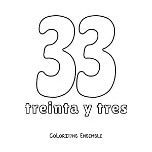 Image à colorier d'une fiche du 33 pour apprendre les nombres naturels