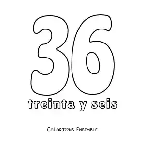 Image à colorier d'une fiche du 36 pour apprendre les nombres naturels