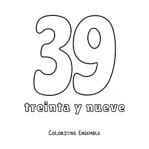 Image à colorier d'une fiche du 39 pour apprendre les nombres naturels