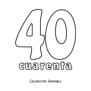 Image à colorier d'une fiche du 40 pour apprendre les nombres naturels