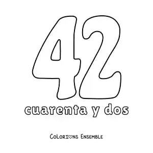 Image à colorier d'une fiche du 42 pour apprendre les nombres naturels