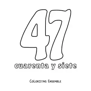 Image à colorier d'une fiche du 47 pour apprendre les nombres naturels