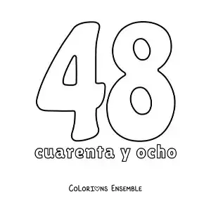 Image à colorier d'une fiche du 48 pour apprendre les nombres naturels