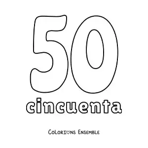 Image à colorier d'une fiche du 50 pour apprendre les nombres naturels