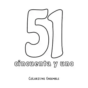 Image à colorier d'une fiche du 51 pour apprendre les nombres naturels
