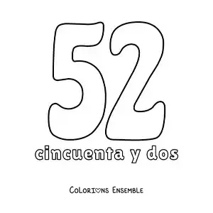 Image à colorier d'une fiche du 52 pour apprendre les nombres naturels