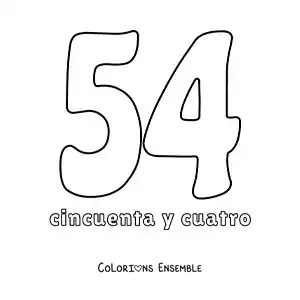 Image à colorier d'une fiche du 54 pour apprendre les nombres naturels